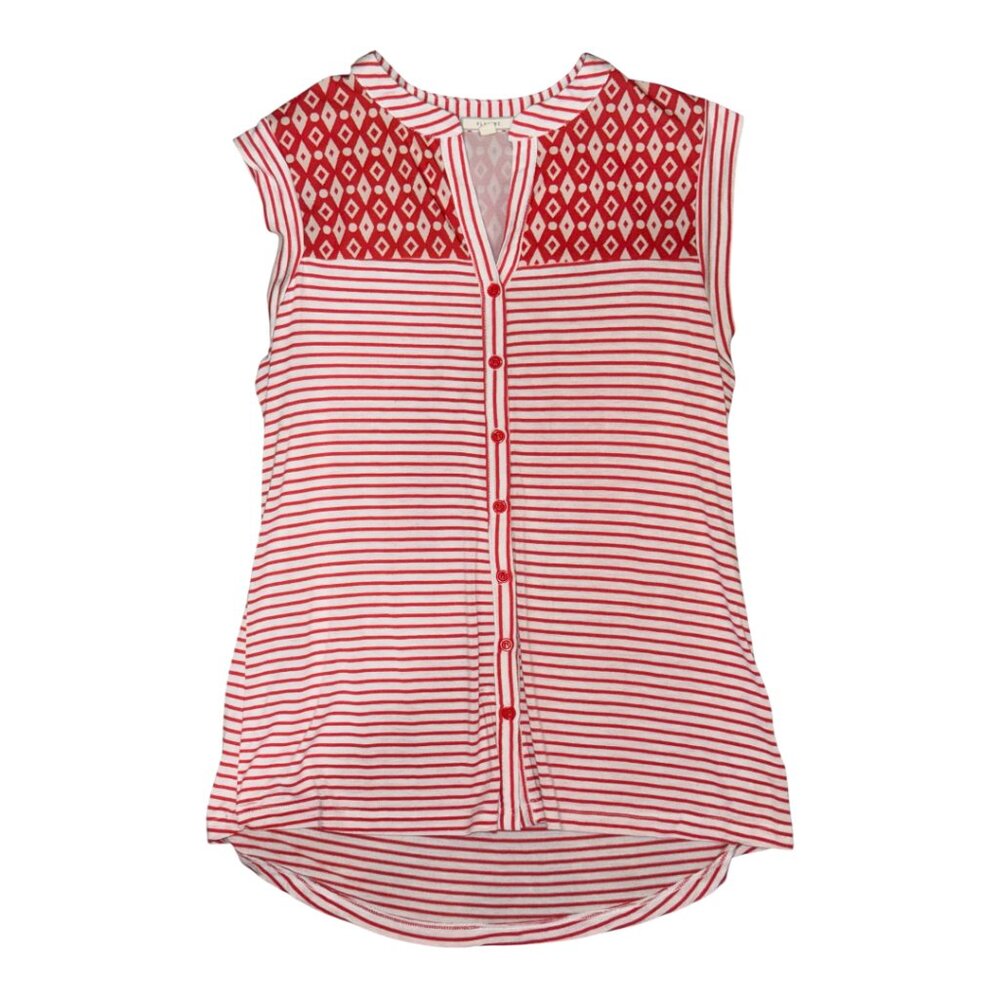 Pelione sleeveless red and white striped top Medium